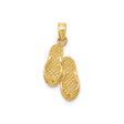 14k Yellow Gold Flip-Flop Sandal Pendant Charm, Textured Summer Beach Theme