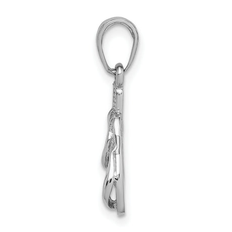 14k White Gold Flip Flop Pendant Charm with Detailed Sandal Design, Beach-Inspired Jewelry for Women