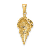 14k Yellow Gold Seashell Pendant with Conch Shell Design, Nautical Coastal Style Charm