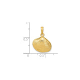 14k Yellow Gold Seashell Pendant, Ridged Shell Detail, Ocean Theme Jewelry for Women