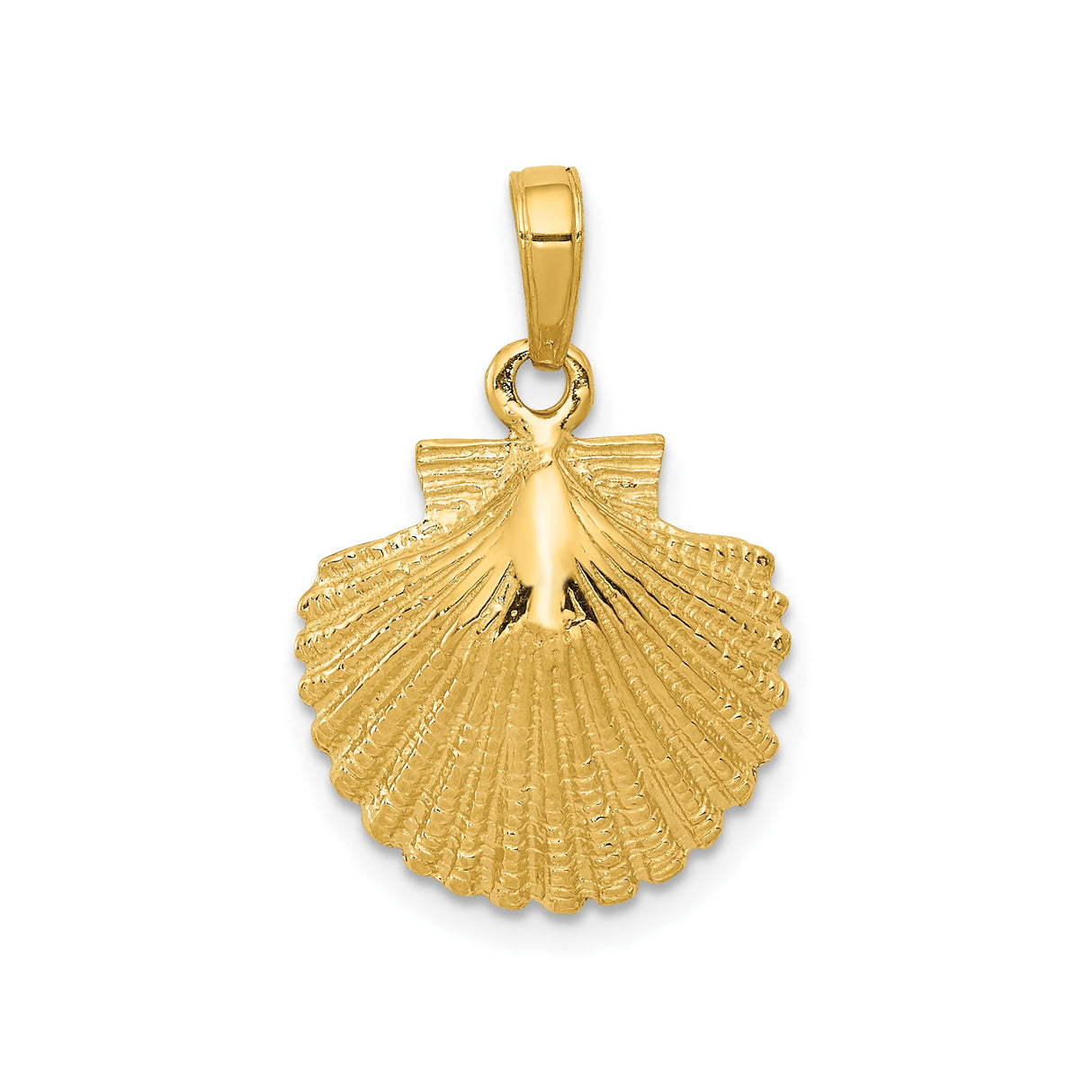 14k Yellow Gold Scallop Shell Pendant, Camino Faith Charm, Christian Jewelry for Women