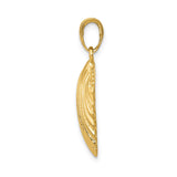 14k Yellow Gold Scallop Shell Pendant, Camino de Santiago Religious Charm for Women
