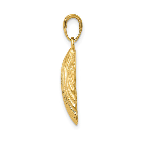 14k Yellow Gold Scallop Shell Pendant, Camino de Santiago Religious Charm for Women