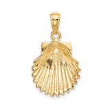 14k Yellow Gold Scallop Shell Pendant, Camino de Santiago Religious Charm for Women