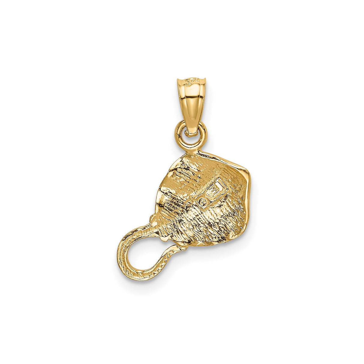 14k Yellow Gold Stingray Pendant, Brushed and Polished Finish, Ocean Totem Charm for Women or Unisex