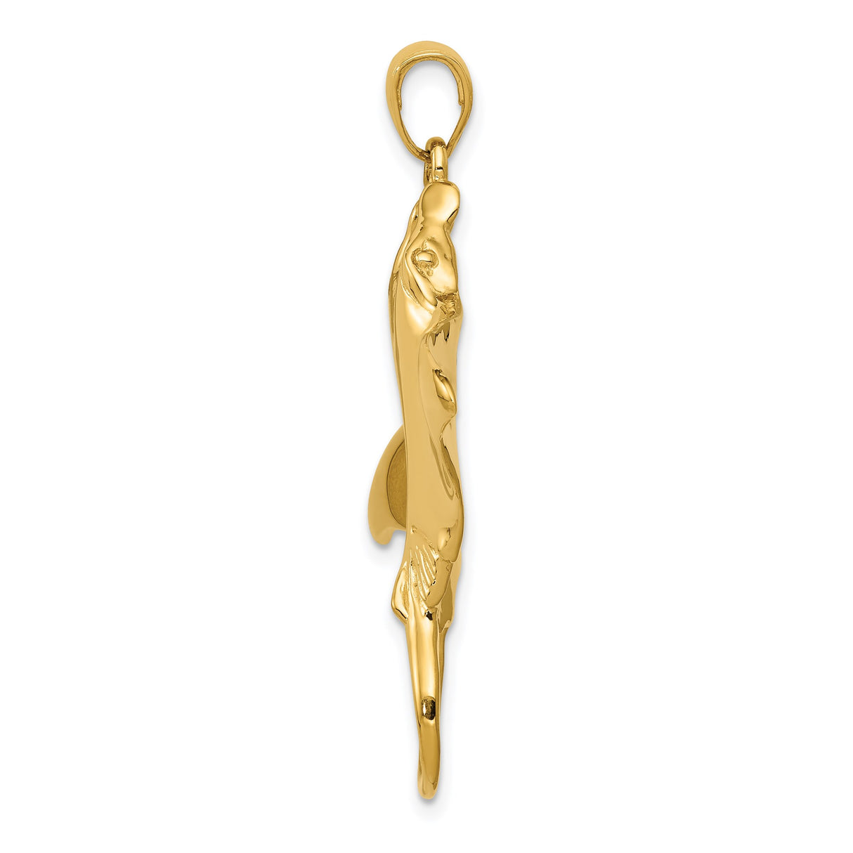 14k Yellow Gold Manta Ray Pendant, Marine Life Oceanic Charm for Women or Unisex Wear