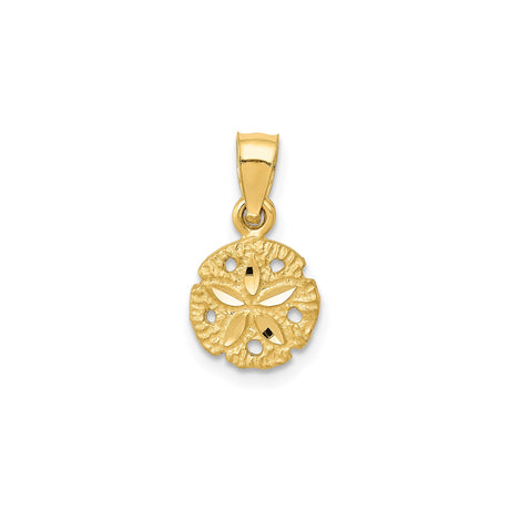 14k Yellow Gold Sand Dollar Pendant, Nautical Ocean Charm with Open Back Design for Women