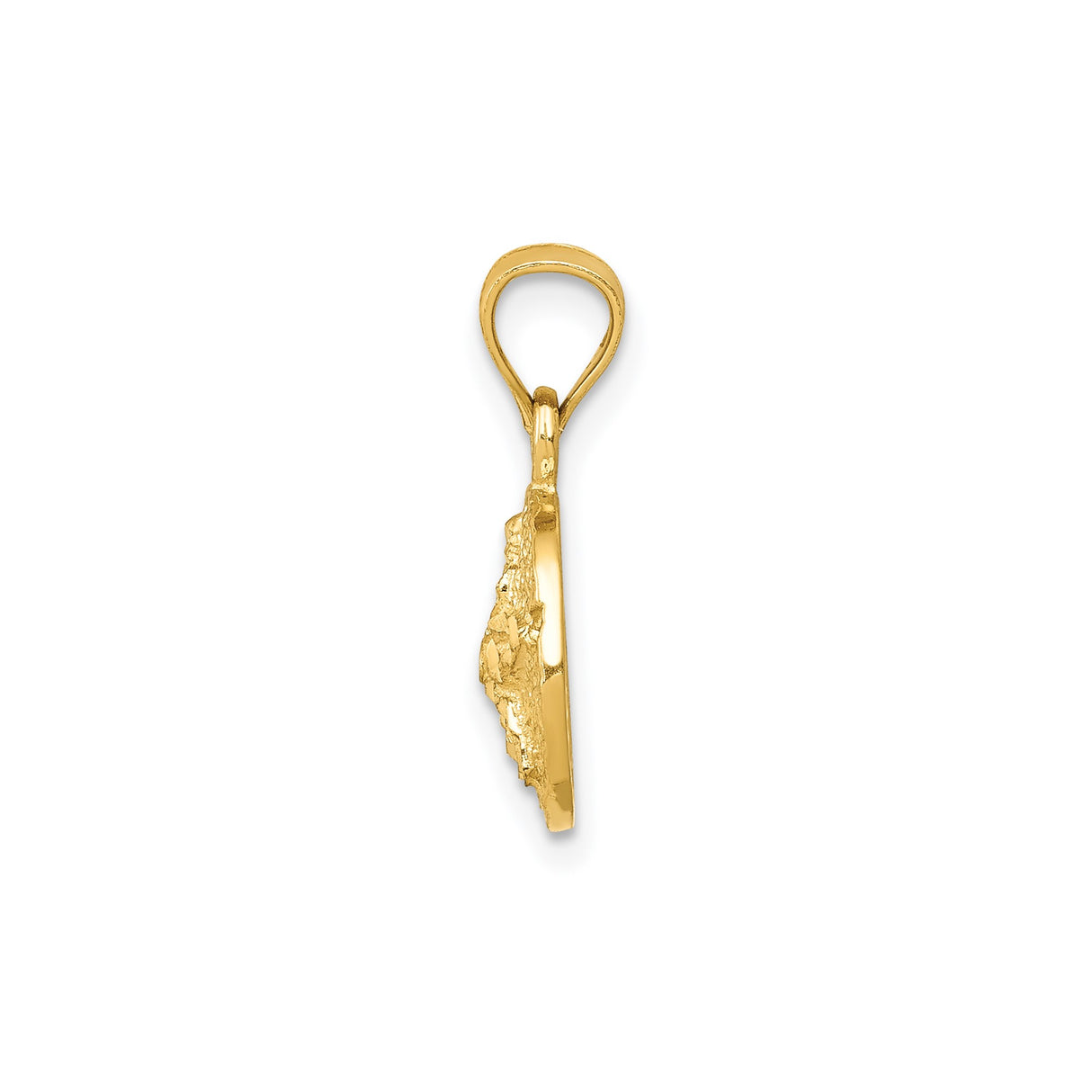 14k Yellow Gold Floral Pendant with Textured Background and Openwork Flower Design