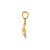 14k Yellow Gold Floral Pendant with Textured Background and Openwork Flower Design