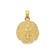 14k Yellow Gold Sand Dollar Pendant with Textured Finish and Star Center Design