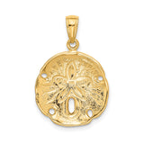 14k Yellow Gold Sand Dollar Pendant, Ocean-Inspired Nautical Charm for Women