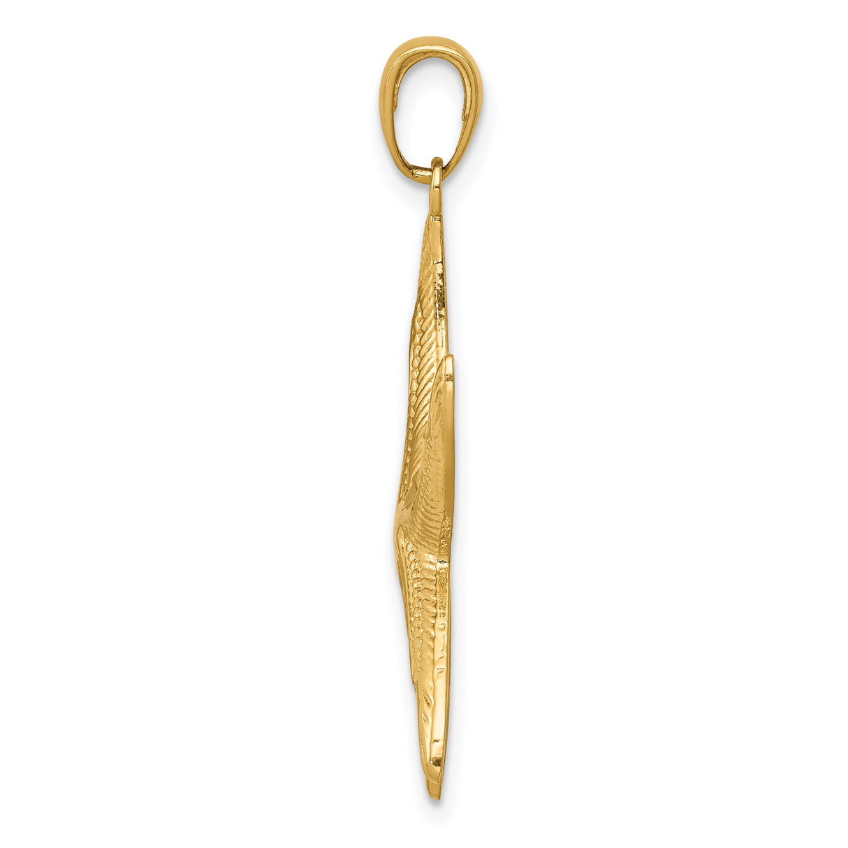 14k Yellow Gold Starfish Pendant, Textured Marine Motif Nautical Jewelry for Women
