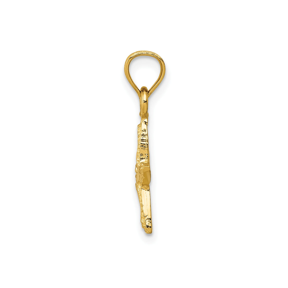 14k Yellow Gold Starfish Pendant Charm with Textured and Polished Finish, Coastal Sea Life Theme