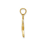 14k Yellow Gold Starfish Pendant Charm with Textured and Polished Finish, Coastal Sea Life Theme