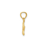 14k Yellow Gold Starfish Pendant, Textured Nautical Charm with Polished Accents