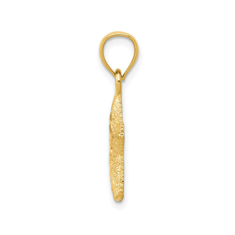 14k Yellow Gold Starfish Pendant, Textured Ocean-Inspired Nautical Charm for Women