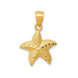 14k Yellow Gold Starfish Pendant, Textured Ocean-Inspired Nautical Charm for Women