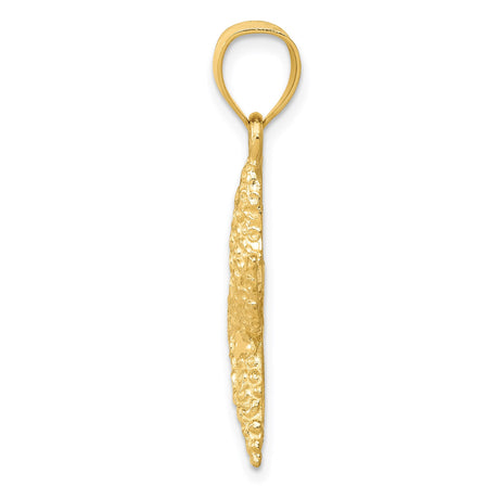 14k Yellow Gold Starfish Pendant, Textured Ocean Design, Nautical Marine Life Theme for Women