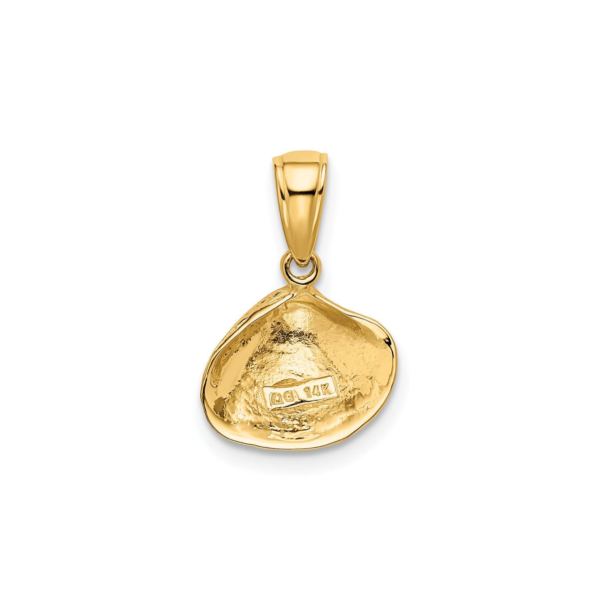 14k Yellow Gold Seashell Pendant, Detailed Clam Shell, Nautical Beach Theme Jewelry for Women