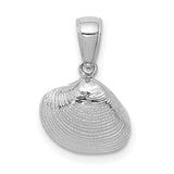 14k White Gold Seashell Pendant, Clam Shell Ocean Design, Coastal Nautical Jewelry for Women