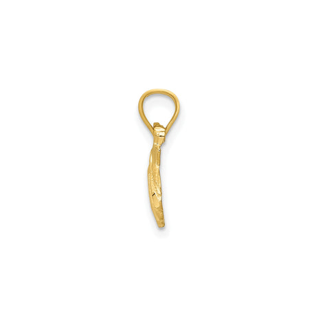 14k Yellow Gold Scallop Shell Pendant, Symbol of Pilgrimage and Christian Faith