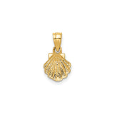 14k Yellow Gold Scallop Shell Pendant, Symbol of Pilgrimage and Christian Faith
