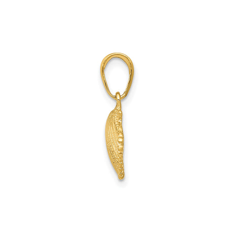 14k Yellow Gold Scallop Shell Pendant, Camino de Santiago Symbol, Religious Travel Charm