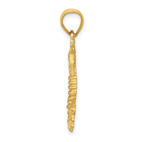 14k Yellow Gold Seahorse Pendant, Detailed Ocean Charm with Nautical Marine Life Design