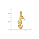 14k Yellow Gold Seahorse Pendant, Detailed Ocean Charm with Nautical Marine Life Design