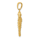 14k Yellow Gold Seahorse Pendant with Textured Detailing, Nautical Ocean Charm