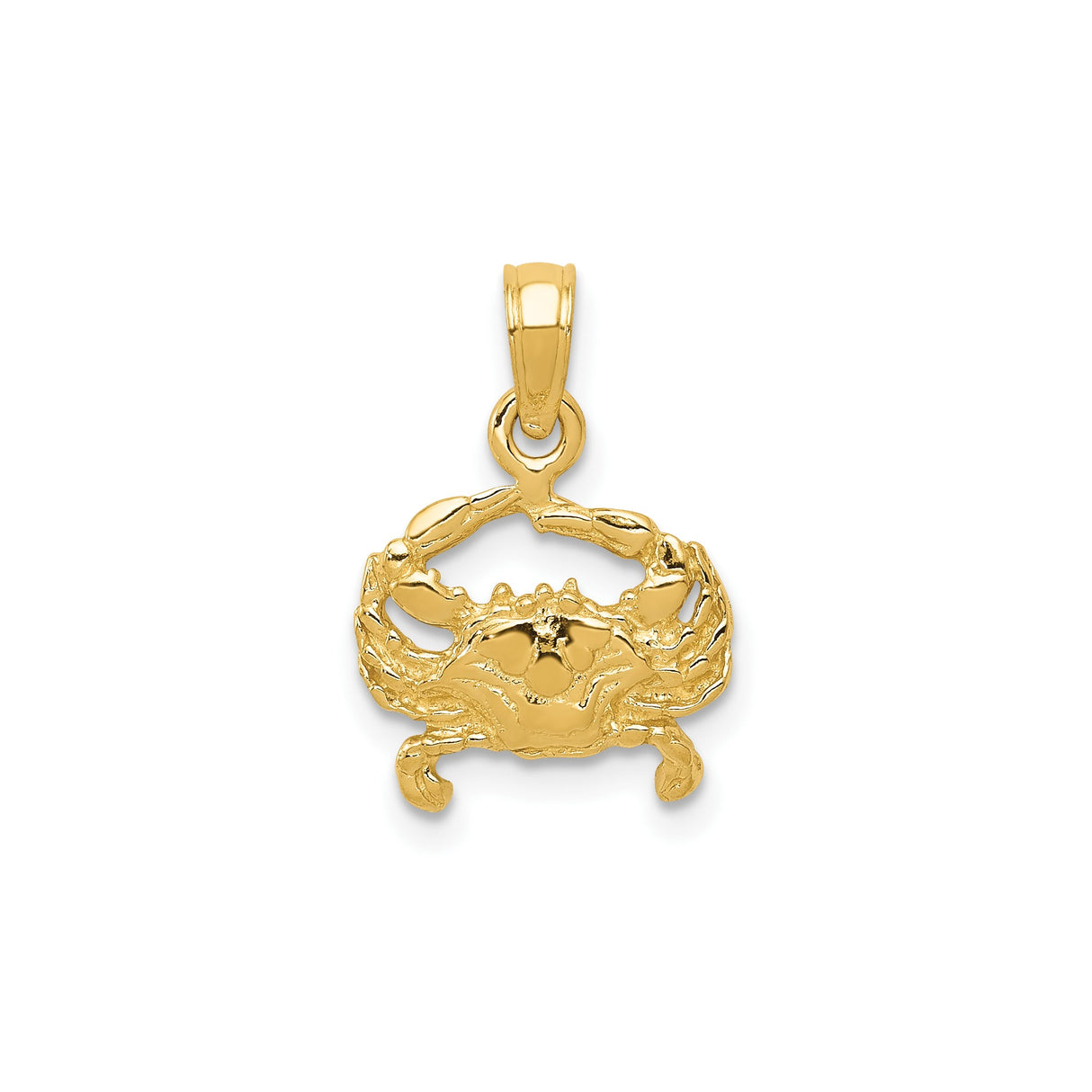 14k Yellow Gold Crab Pendant, Cancer Zodiac Sign Astrology Charm for Women or Unisex Wear