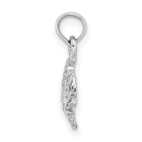 14k White Gold Crab Pendant with Detailed Nautical Zodiac Design for Cancer Sign