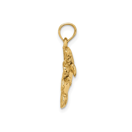 14k Yellow Gold Manatee Pendant with Mother and Calf, Ocean-Inspired Nautical Charm