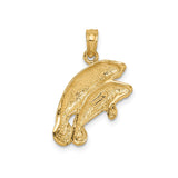 14k Yellow Gold Manatee Pendant with Mother and Calf, Ocean-Inspired Nautical Charm