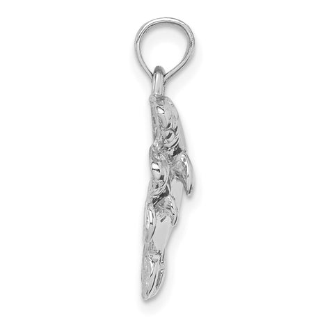 14k White Gold Manatee Pendant with Mother and Calf Ocean Animal Design