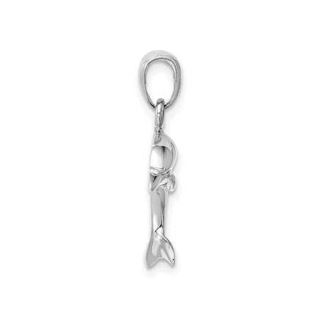 14k White Gold Dolphin Pendant, Jumping Dolphin Charm, Nautical Ocean Theme Jewelry for Women
