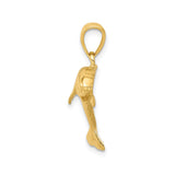 14k Yellow Gold Dolphin Pendant, Jumping Ocean Theme Charm, Marine Life Jewelry for Women or Unisex