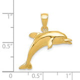 14k Yellow Gold Dolphin Pendant, Jumping Ocean Theme Charm, Marine Life Jewelry for Women or Unisex