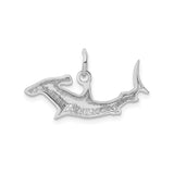 14k White Gold Hammerhead Shark Pendant, Polished Nautical Ocean Charm for Men and Women