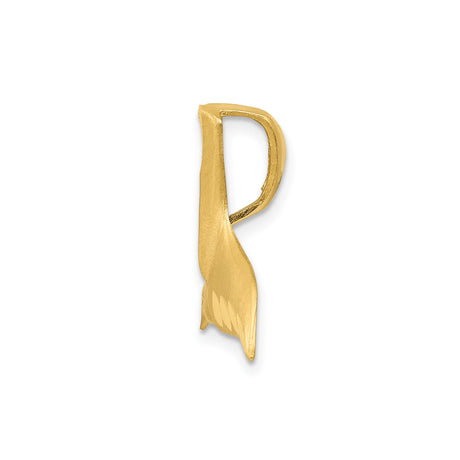 14k Yellow Gold Whale Tail Pendant, Polished and Textured Ocean Symbol Charm