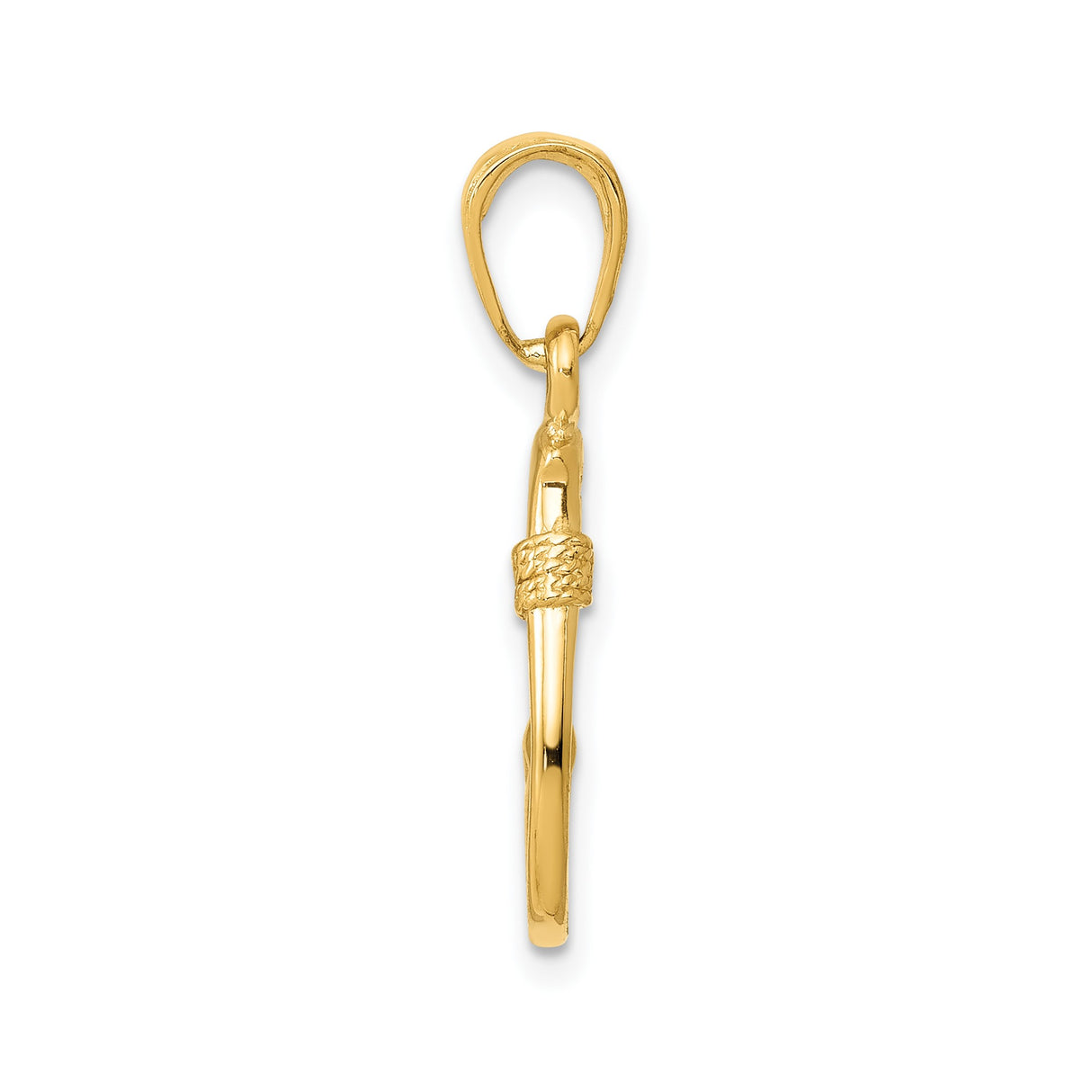 14k Yellow Gold Fish Hook Pendant, Hawaiian Nautical Design for Men or Women