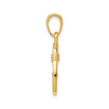 14k Yellow Gold Fish Hook Pendant, Hawaiian Nautical Design for Men or Women