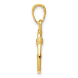 14k Yellow Gold Fish Hook Pendant, Hawaiian Nautical Design for Men or Women