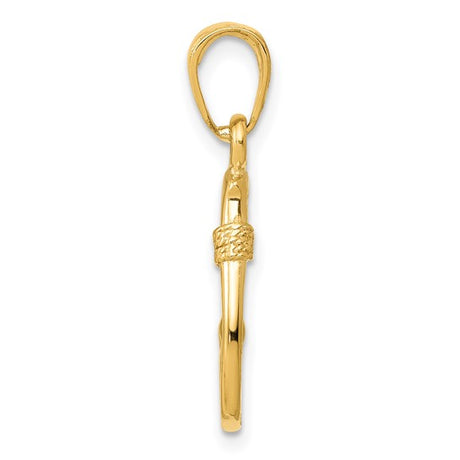 14k Yellow Gold Fish Hook Pendant, Hawaiian Nautical Design for Men or Women