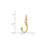 14k Yellow Gold Fish Hook Pendant, Hawaiian Nautical Design for Men or Women