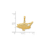 14k Yellow Gold Bass Fish Pendant, Detailed Angler Charm with Nature Motif for Men and Unisex