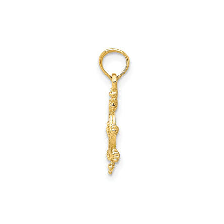 14k Yellow Gold Ship Wheel Pendant, Nautical Helm Charm, Maritime Theme Unisex Jewelry