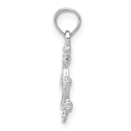 14k White Gold Ship Wheel Pendant, Nautical Helm Design for Men or Women
