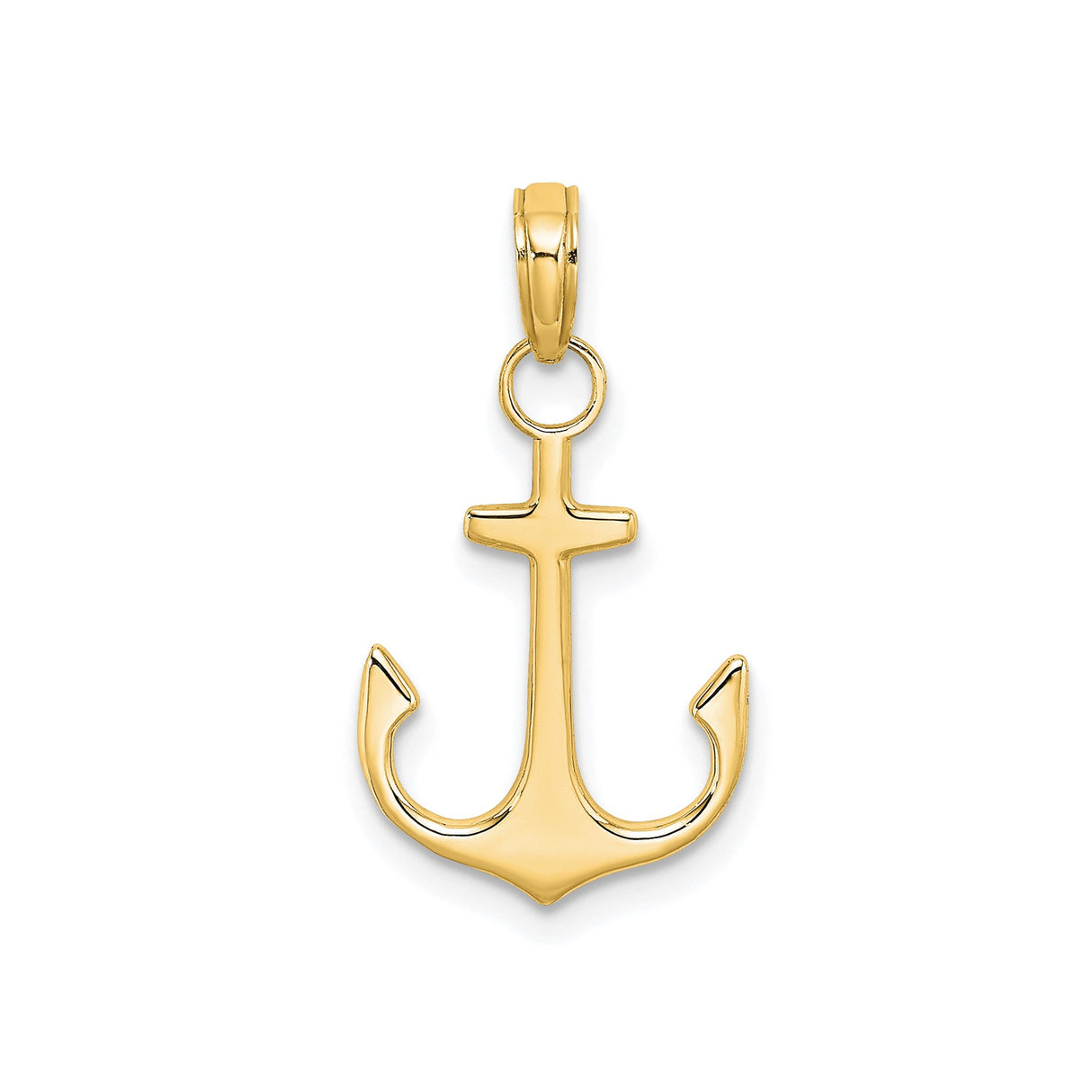 14k Yellow Gold Anchor Pendant, Nautical Maritime Charm, Unisex Spiritual Symbol Jewelry