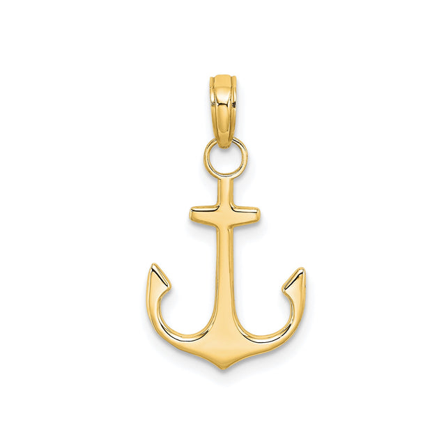 14k Yellow Gold Anchor Pendant, Nautical Maritime Charm, Unisex Spiritual Symbol Jewelry